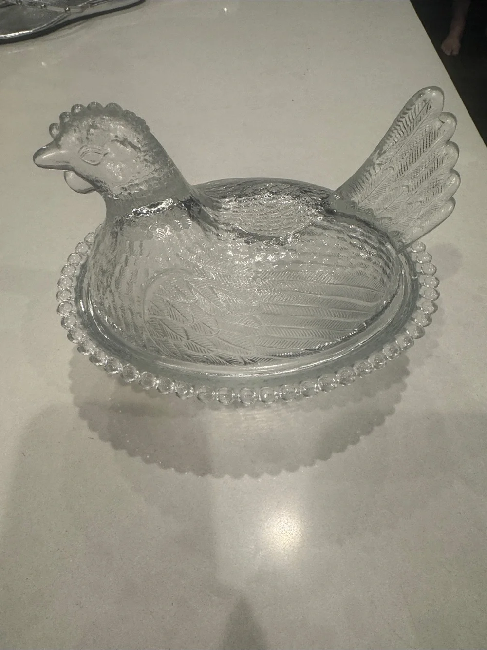 Vintage Indiana Clear Glass Hen on Nest